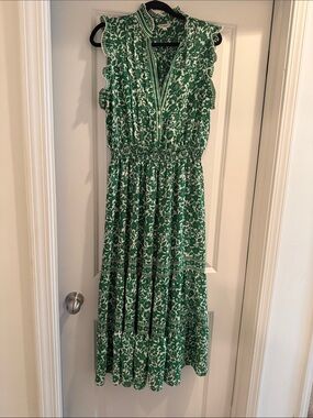 Max Studio | Dresses | Nwt Max Studio Blue And Green Tiered Maxi Dress Xl  Sumner Ruffled Smocked | Poshmark